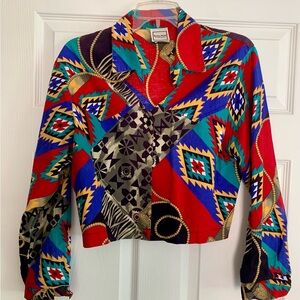 Multi-colored long sleeve crop